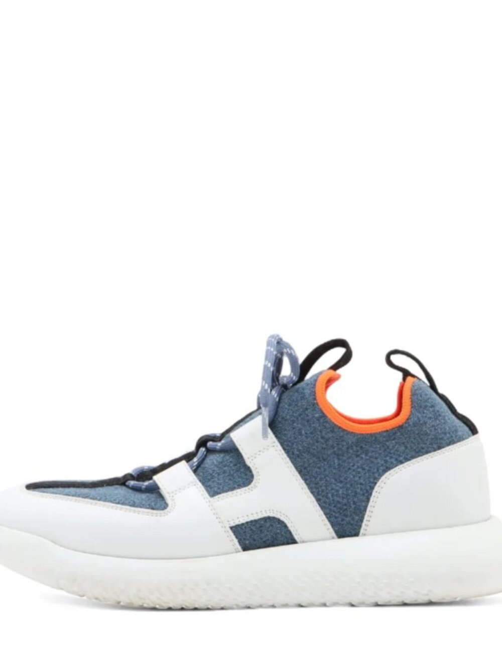 Hermes Duel Knit × Leather Sneakers Blue x White